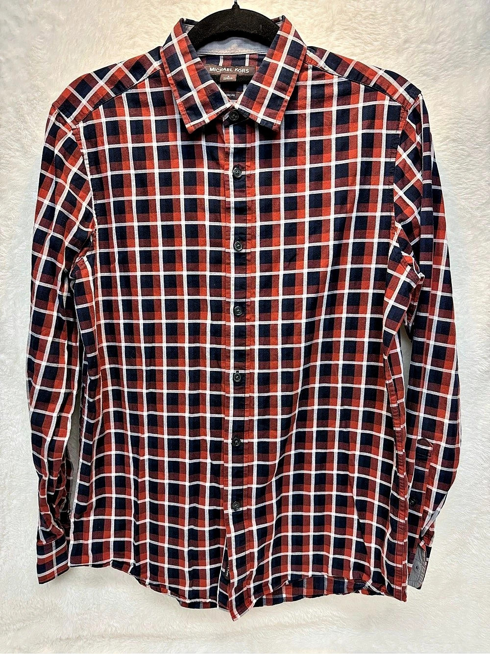 Michael Kors Classic Fit Plaid Button Down in Red & Blue Small Like New